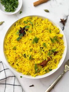 Yellow rice with turmeric cardamom and cloves